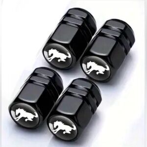 4 Pack Tire Valves Stem Caps Black  Ford Bronco New